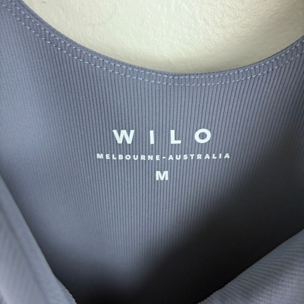 Wilo The Label V-Neck Flare Unitard Gunmetal Sleeveless Jumpsuit Blue Size M - Picture 11 of 11